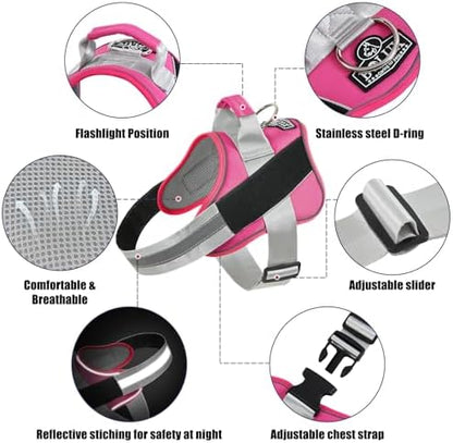 Dog Harness, No-Pull Reflective Dog Vest, Breathable Adjustable Pet Harness with Handle for Outdoor Walking - No More Pulling, Tugging or Choking (Fuchsia, Medium (Pack of 1)) - Image 2