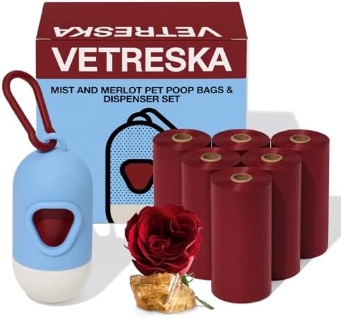VETRESKA Dog Poop Bag Dispenser with 105 Bags, Leak Proof and Extra Thick by VETRESKA