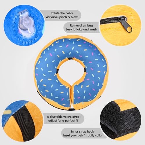 Inflatable Dog Cone Collar for After Surgery, Soft Adjustable Blow up Donut E-Collar for Small Medium Large Dog and Cats - Image 5
