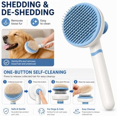 NVNAN 5-Piece Dog Grooming Brush Set with Grooming Gloves - Image 5