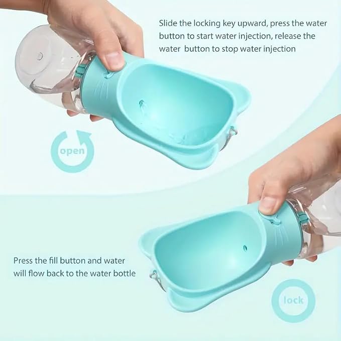 Outdoor Water Bottle for a Dog, Portable pet Water Bottle with Food Container, Leak Proof Dog Travel Water Bottle, Dog Water Bottle for Outdoor Walking and Hiking (Blue, 18.6 OZ)