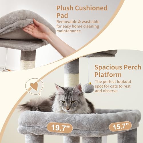 Heybly Cat Tree, 71-Inch Tall Cat Tower for Large Maine Coon Cats HCT037W - Image 3