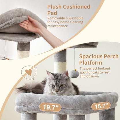 Heybly Cat Tree, 71-Inch Tall Cat Tower for Large Maine Coon Cats HCT037W - Image 3