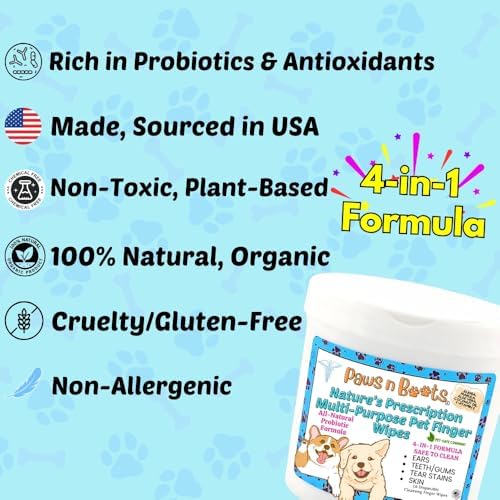Pet Wipes - Multi-Purpose Finger Wipes to Cleanse Ears, Freshen Breath, Whiten Teeth, Soothe Skin and Tear Stain Removal. Pre-Formulated with 100% Natural, Plant-Based, Safe, & Beneficial Ingredients. - Image 2