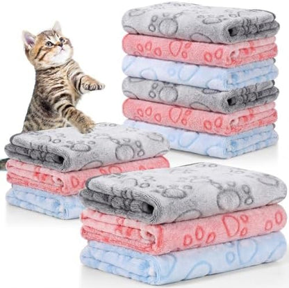 Tegeme 12 Pcs Puppy Blanket for Cat, 23 x 16 Inch, Dark Gray, Multicolor by Tegeme