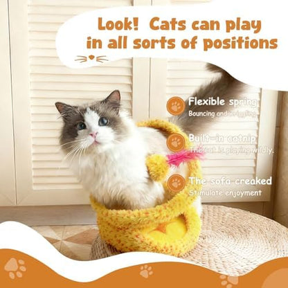 Cat Interactive Toy: Green Spiral Spring Snake with Catnip - Indoor Cat Toy with Rattling Stones, Fun Cat Springs for Playful Kittens & Adult Cats (Green) - Image 5