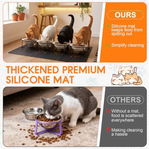 4 Set Elevated Ceramics Cat Food Water Bowls - Image 5