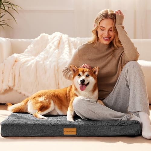 Patas Lague Orthopedic Large Dog Bed Pet Sofa Mat 56''X40'' Dark Grey - Image 2