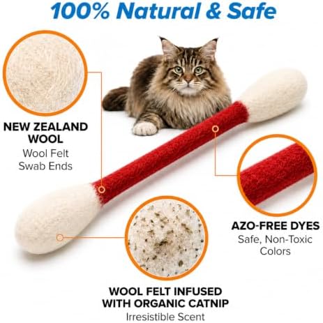 Glaciart One XXL Swabs Cat Toys with Catnip - 2 Pk | Durable for Chew, Cute Cat Toys Interactive Kitty for Boredom, Exercise, & Play | Filled w/Organic Catnip for Anxiety & as Digestive Aid - Image 4