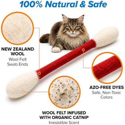 Glaciart One XXL Swabs Cat Toys with Catnip - 2 Pk | Durable for Chew, Cute Cat Toys Interactive Kitty for Boredom, Exercise, & Play | Filled w/Organic Catnip for Anxiety & as Digestive Aid - Image 4