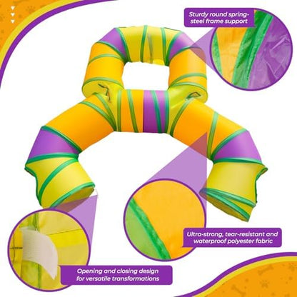 Cat Tunnel for Indoor Cats 8-Shaped, Collapsible Cat Playhouse Pet Play Tunnel Tube Maze with Hanging Pom-poms and Interactive Hole for Kitten, Kitty, Puppy, Rabbits, Ferret, Guinea Pig - Image 3