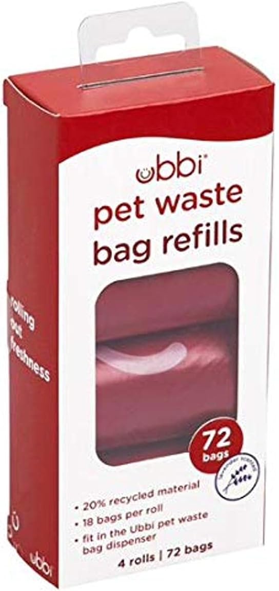 Ubbi Dog Poop Bags, Waste Bag Refill Rolls for Dogs, Leak Proof, Lavender Scented, 72 Count