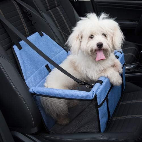 Pet Car Seat, Sturdy Reinforced Structure, Shortened Leash with Metal Snap Hook, Loops for Seat Belt, Waterproof Thick Soft Fleece Pad, Ideal for Puppy and Small Pets