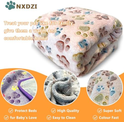 Dog Blankets for Large Dogs, 3 Pcs Dog Blanket Washable, Soft Fluffy Flannel Pet Blanket Mat Cover for Bed Couch, Cute Print Puppy Blanket 60" x 50" - Image 2