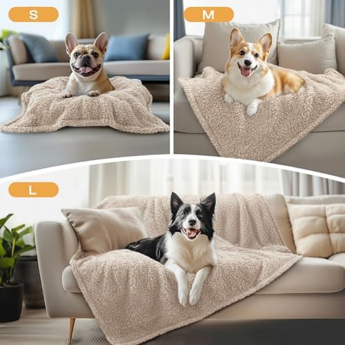 3 Pack 3 Calming Blankets Fluffy Premium Fleece Pet Blanket Soft Sherpa Throw for Dog Puppy Cat Beige Small (23" x16'') - Image 3