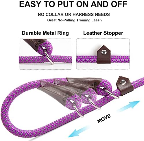 Fida Durable Slip Lead Dog Leash, 6 FT x 3/8" Dog Training Leash, Purple - Image 3
