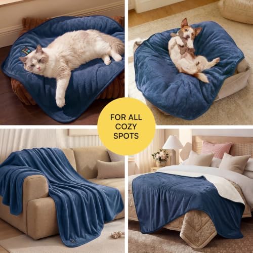 Luciphia Waterproof Pet Blanket, Washable Reversible Sherpa Fleece Throw - Image 5
