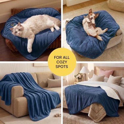 Luciphia Waterproof Pet Blanket, Washable Reversible Sherpa Fleece Throw - Image 5