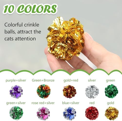 Silkfly 200 Pcs Polyester Film Crinkle Balls Cat Toys 2.36" Crinkle Ball - Image 2