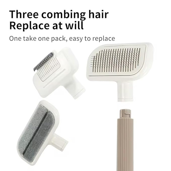 3-in-1 Multifunctional Pet Grooming Comb – Deshedding, Detangling & Cleaning Brush for Dogs & Cats – Fine-Tooth Stainless Steel, Gentle Slicker & Cleaning Pad – All Coat Types