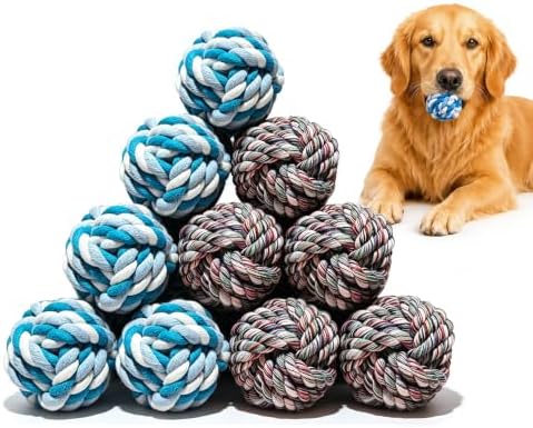 10 Pack Heavy Duty Cotton Dog Rope Balls for Puppies & Aggressive Chewers by Unknown