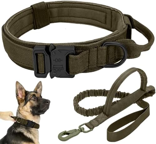 Tactical Dog Collar Leash Set,Dog Collar with Controll Handle for Large Dog by ANTSWISH