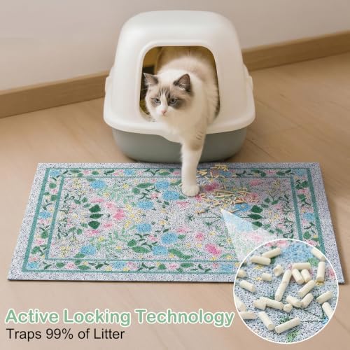 Glittme Cat Litter Mat, 33"x22" Non-Slip Washable Trapping Mat for Cats - Image 2
