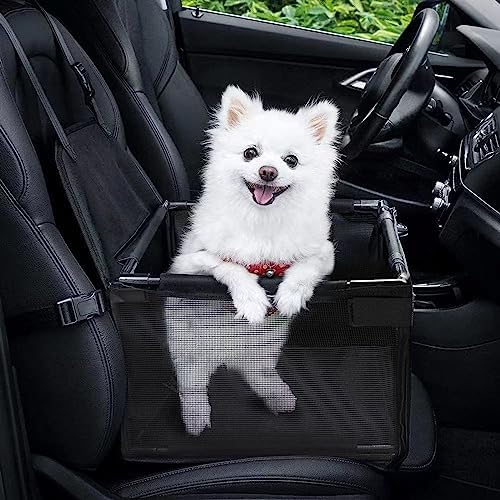 GENORTH Dog Car Seats for Small and Medium Dogs,Portable Puppy/Pet Car Booster Seat with Clip-On Leash and Mesh Window for Pet Up to 20 lbs by GENORTH