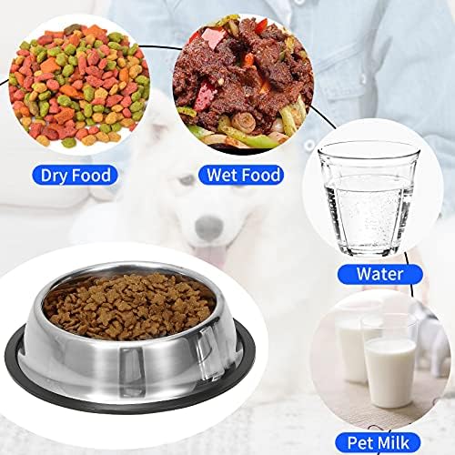 2 Pack Stainless Steel Dog Bowls with Rubber Bottom, Non Skid Non Spill Heavy Duty Premium Quality Pets Feeder Bowls for Dogs and Cats and More (6Cup / 48oz) - Image 5