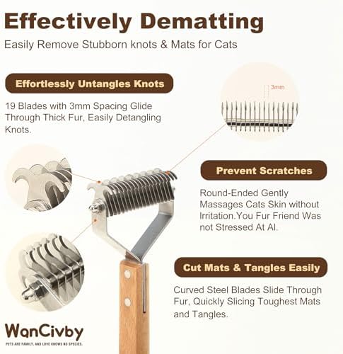 Dog Grooming Brush 2-in-1 - Undercoat Rake & Dematting Tool, Effective Shedding Control for Detangling All Dog Sizes - Image 2