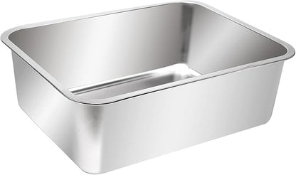 Kichwit Stainless Steel Cat Litter Box, Metal Cat Litter Pan, Kitten Litter Box Tray, Non Stick Smooth Surface (17.5" L x 13.5" W x 6" H)