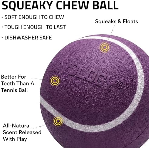 Playology Squeaky Chew Ball Dog Toy - Jumbo, Bacon Scent - Image 2