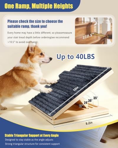 Dog Ramp for Stairs for Small Dogs Up to 40 lbs - Adjustable Dog Stair Ramp with Non-Slip Carpet, Foldable Pet Ramp for Indoor Stairs, Senior Dogs, Puppies, Short-Legged Breeds, Bed, Sofa (3-Pack) - Image 2
