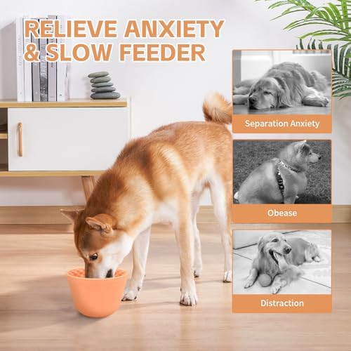 Dog Lick Bowl,Anxiety Relief Non-Slip Silicone Treat Bowl,Durable Anti-Choking Long-Lasting Enrichment Slow Feeder Licking Mat for Small Medium Large Breed,Freezable BPA Free Silicone Dishwasher Safe - Image 3