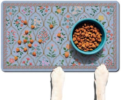 Absorbent Pet Dog Bowl Mat for Food and Water, Pet Cat Food Feeding Mat with Non Slip Rubber Backing, Dog Food Mats for Floors Waterproof, 24"x32" by Ideasonna