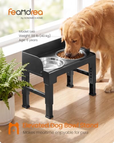 Feandrea Dog Bowls Elevated, Adjustable Height, Tilted Design - Image 2