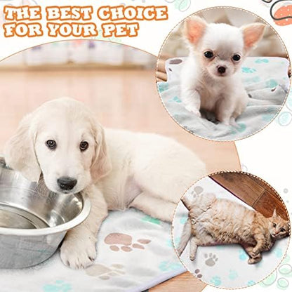 Tatuo 4 Pack Fleece Dog Blanket for Pet,Milky White,24 x 16 Inch,Paw - Image 3