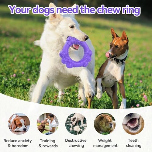Indestructible Dog Chew Toys for Aggressive Chewers, Super Chewer Toys for Medium Large Dogs, Interactive Ring Toy, Heavy Duty Teething Toys - Image 5