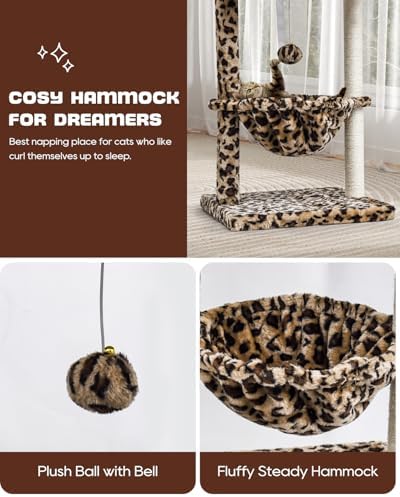 SYANDLVY Small Cat Tree for Indoor Cats, Cheetah Leopard Print Cat Tower - Image 5