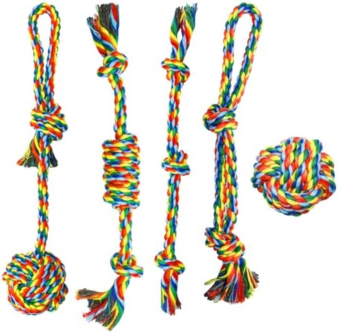 ASOCEA 5 Pack Dog Rope Toys Cotton Puppy Teething Rope by ASOCEA