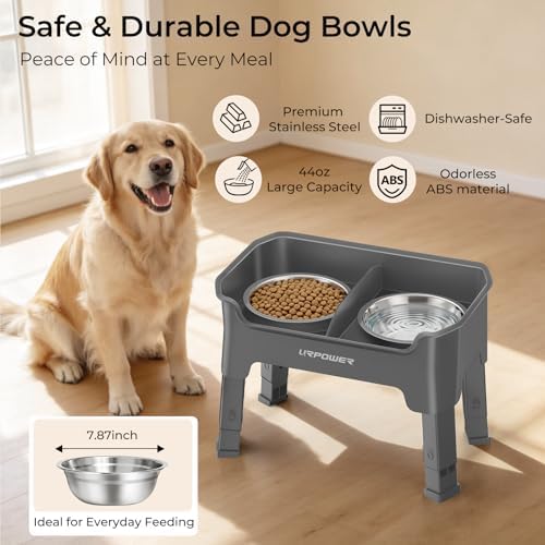 URPOWER Mess Proof Elevated Dog Bowls, Splash Guard Raised Bowl Stand - Image 5