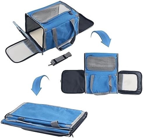 Large Cat Carriers Dog Soft Sided Carriers Cat Soft Sided Carriers Airline Approved Kitten Carrier Reptile Carrier Squirrel Carrier Guinea Pig Carrier(Large_Blue) - Image 3