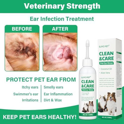 Ear Cleaner for Dogs and Cats with Flexible Long Tube- Ear Infection Treatment, Deep Canal Solution for Ear Mites, Infections, Itch, Wax & Smell, Safe Aloe Vera Formula, 4 oz - Image 2