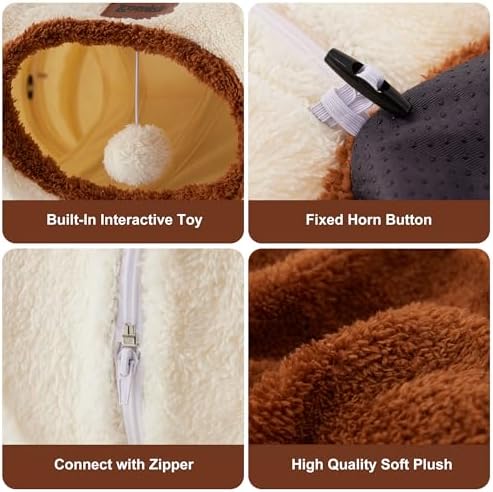 ZOMISIA Cat Tunnel Bed for Indoor Cats, Cute Cat Donut Toy Tunnel for Small Large Cats, Peekaboo Pet Cave Play Tunnel for Kitten/Rabbit,Grey - Image 2