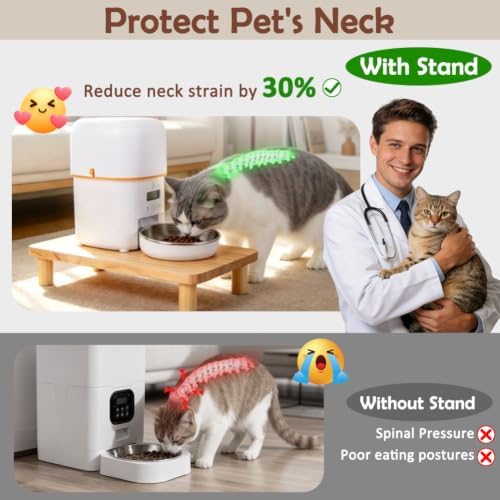 SZEE Cat Food Stand, Elevated Cat Feeder Stand for Automatic Feeder & Bowls - Image 3