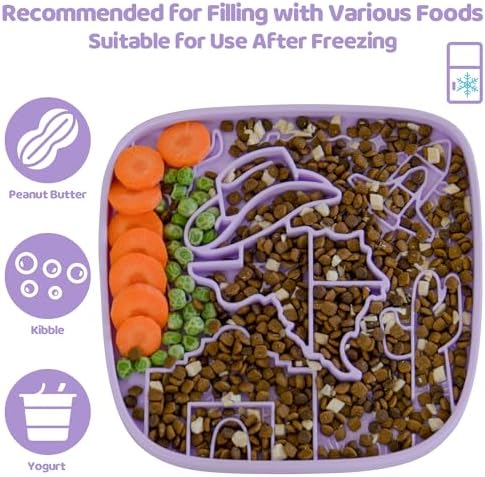 Puzzle Feeder Snuffle Mat and Lick Mat for Dogs,Texas Textured Slow Feeder, 0.75 Inch Thin Silicone Mat Holds 3 Cups, Dishwasher and Microwave Safe, Purple - Image 3