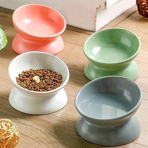 Hushee 4 Pcs Ceramic Raised Cat Food Bowls Elevated Tilted Dish Anti Vomiting Food or Water Bowls Pet Supplies - Image 6