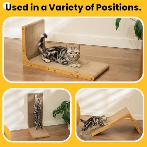 Conlun Cardboard Cat Scratcher, 23" L-Shaped Scratch Pad, Vertical Wall-Leaning Scratching Board to Protect Furniture for Indoor Cats,Wood Grain Large,2-Pack - Image 5