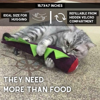 pawdaz Large Cat Toy Dino, Catnip Matatabi Silvervine Filled Help Relief Stress Interactive Indoor Cat Kicker with Bell and Smell (Purple) - Image 3