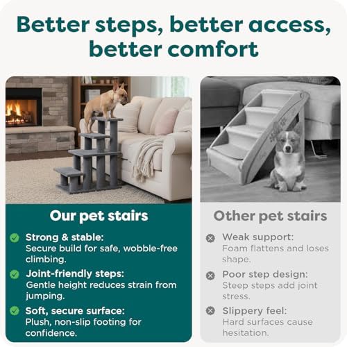 Furhaven Steady Paws Multi-Step Pet Stairs for High Beds & Sofas - Cream, 3-Step - Image 6